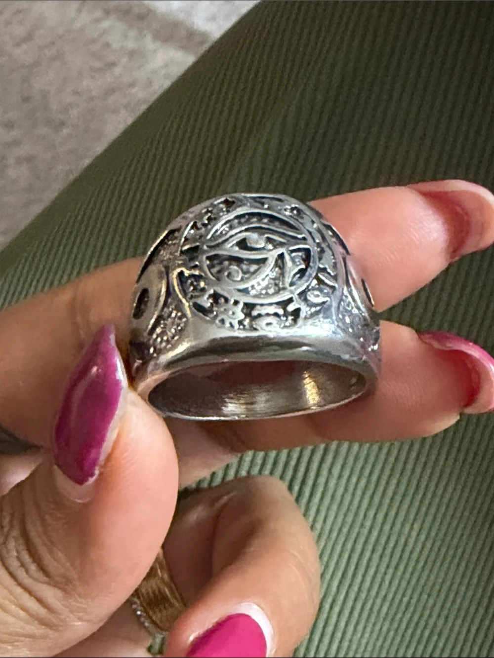 Silver Eye of Horus Statement Ring - ring Jewelry